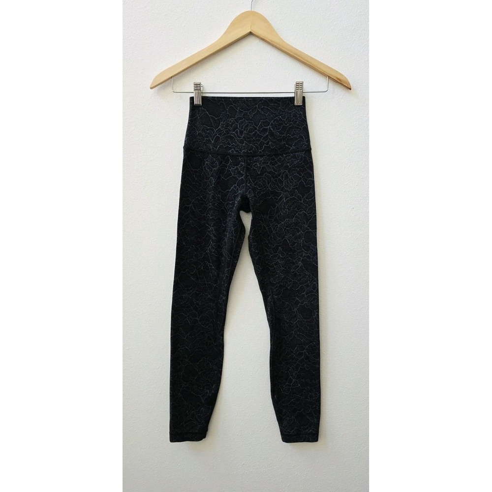 Lululemon Align High Rise Leggings 25"‎ Lacescape Dark Cast Black Women's Size 2
